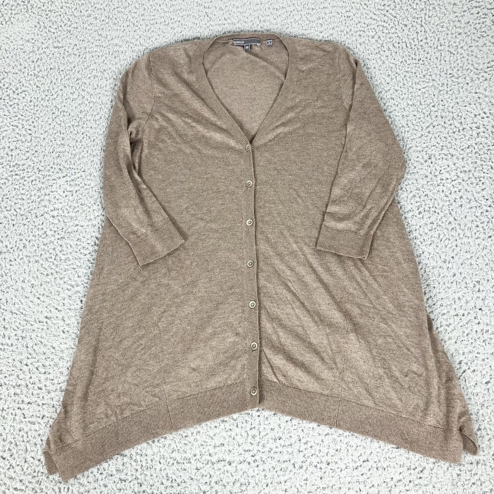 Vince Sweater Womens XS Brown Longline Button Cardigan Cashmere Blend Knitโ